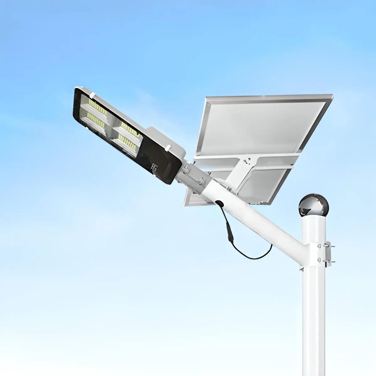 Luminária 300w Solar Led Bat 25 Mah Litio C/ Placa 35w Estrutura Branco 3.2