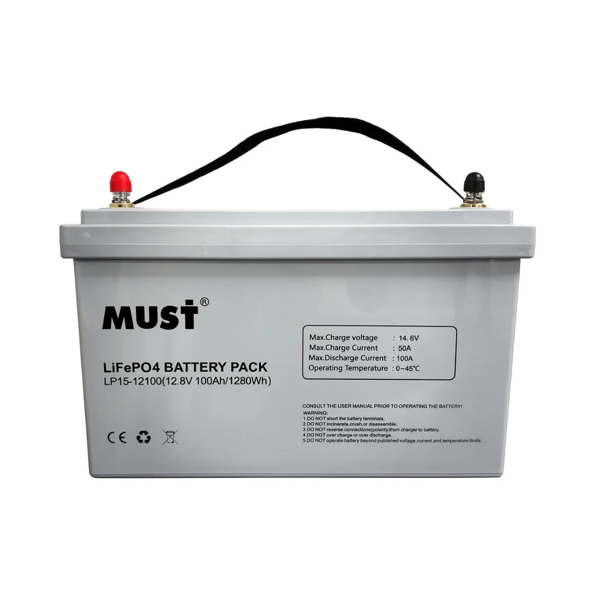 Bateria Must 12V 100Ah LifePO4 1.2kWh