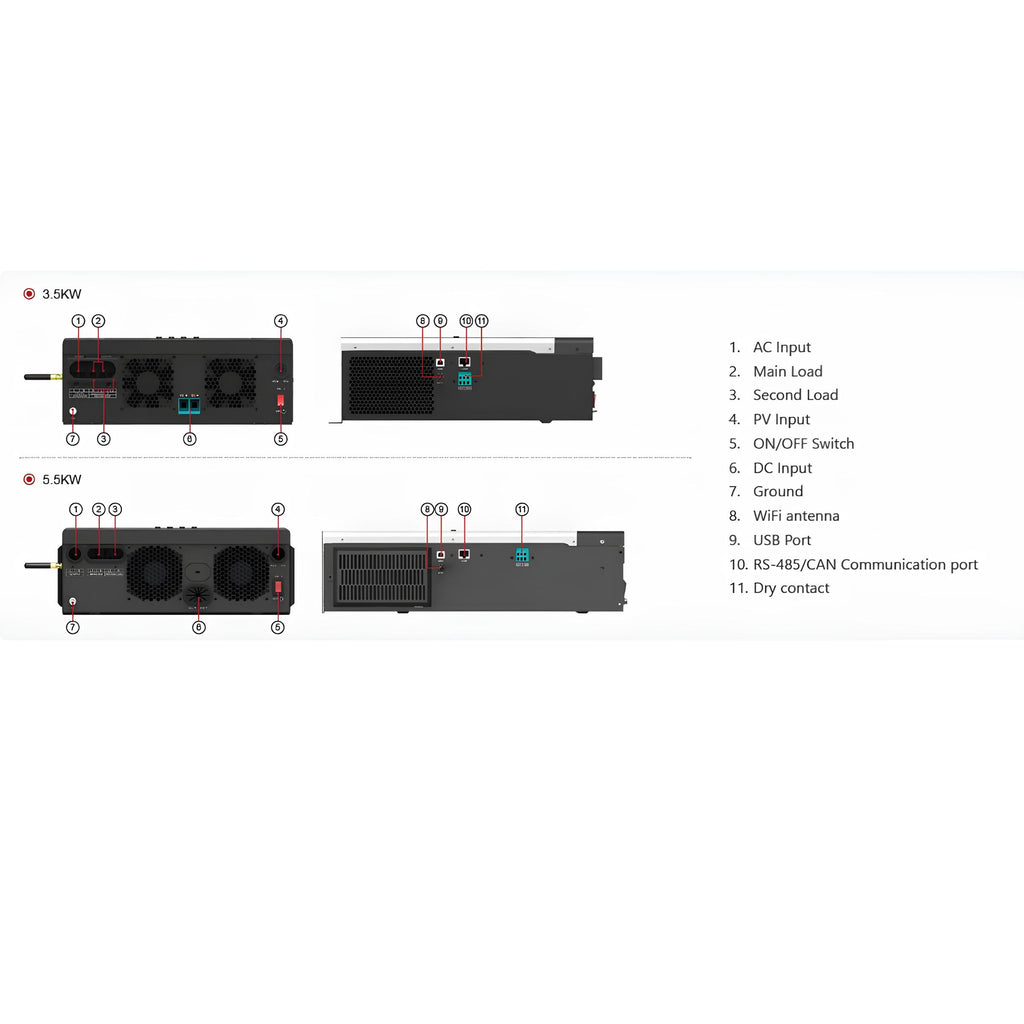 Inversor Solar Off-Grid Must 5,5 kW 48V - PV18-5548 PREM