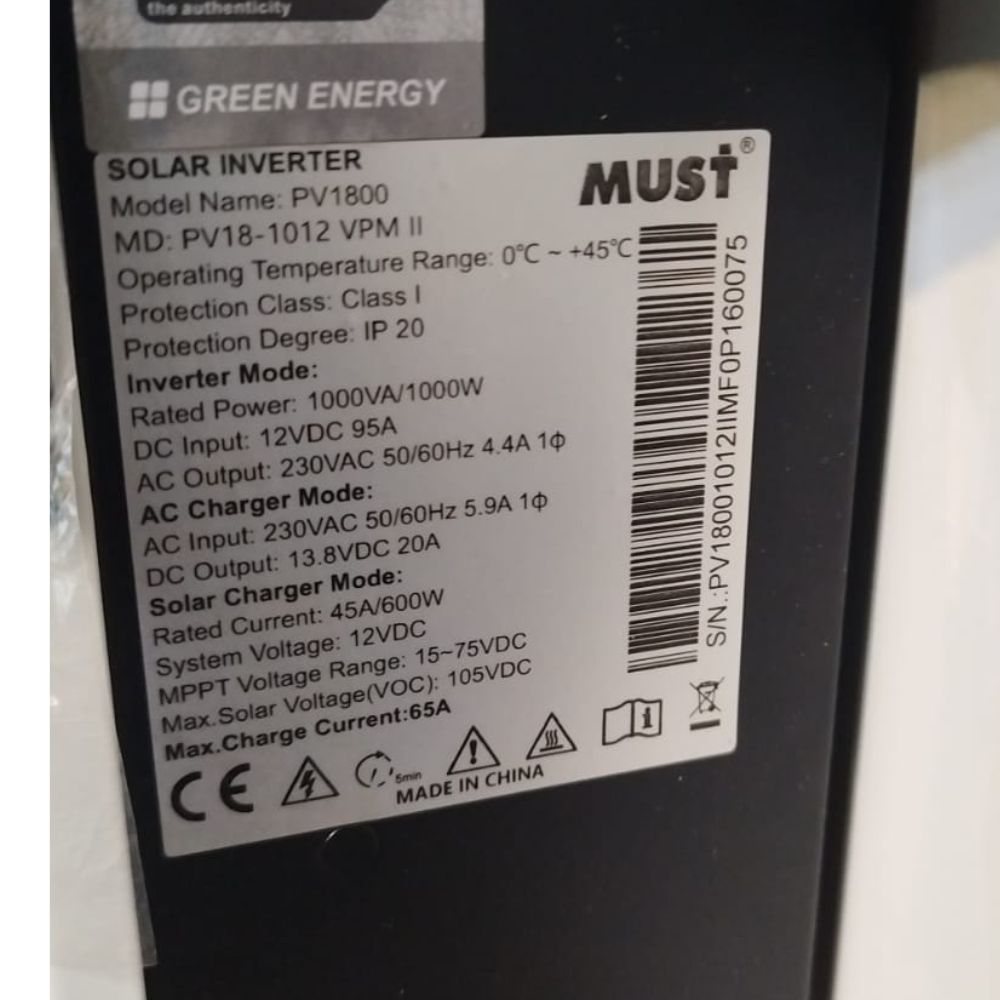 Must Pv181012 Vpm 1000W Preto e Branco (OFF GRID)