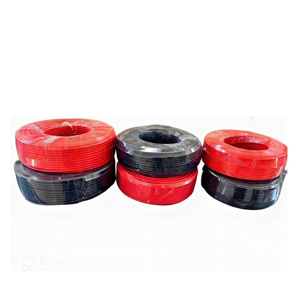 Kit Cabo Solar Fotovoltaico 6mm² – Vermelho + Preto | 2 Rolos de 100m