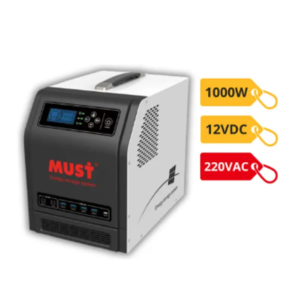 Kit Gerador de Energia Portátil 1.000 W 12 V + 1 Painel Flexivel 120W