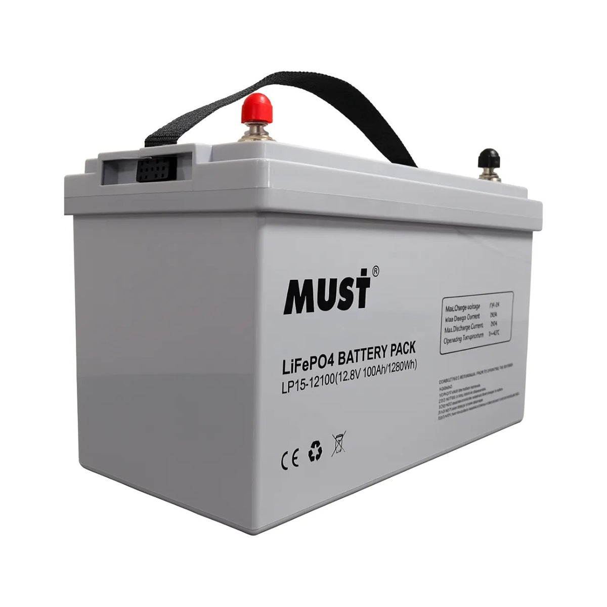 Bateria Must 12V 100Ah LifePO4 1.2kWh