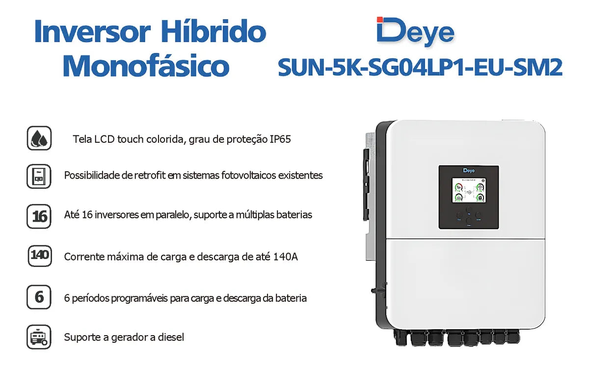 Inversor Grid Zero Deye Hibrido 5 Kw 48v Sun5k-sg04lp1-eu