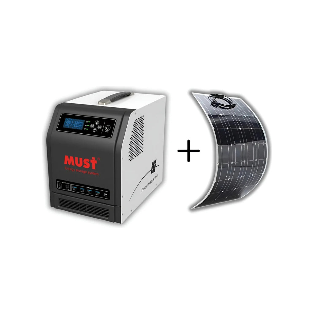 Kit Gerador de Energia Portátil 1.000 W 12 V + 1 Painel Flexivel 120W