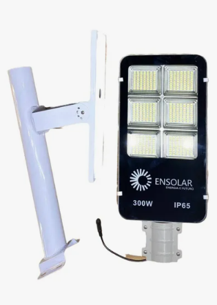 Luminária 300w Solar Led Bat 25 Mah Litio C/ Placa 35w Estrutura Branco 3.2